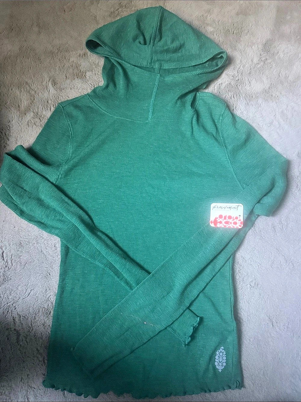 Free People Early Night Thermal Hoodie Green